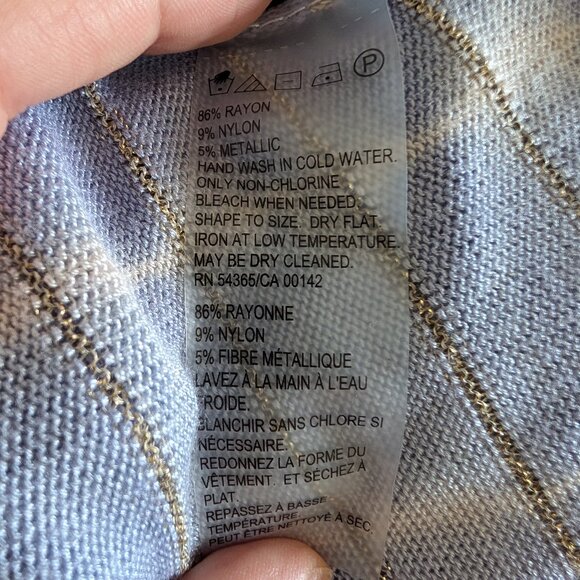 Allison Daley Sleeveless Knit Top Size Medium Metallic Tie-Dye Gold and Blue - Picture 11 of 11